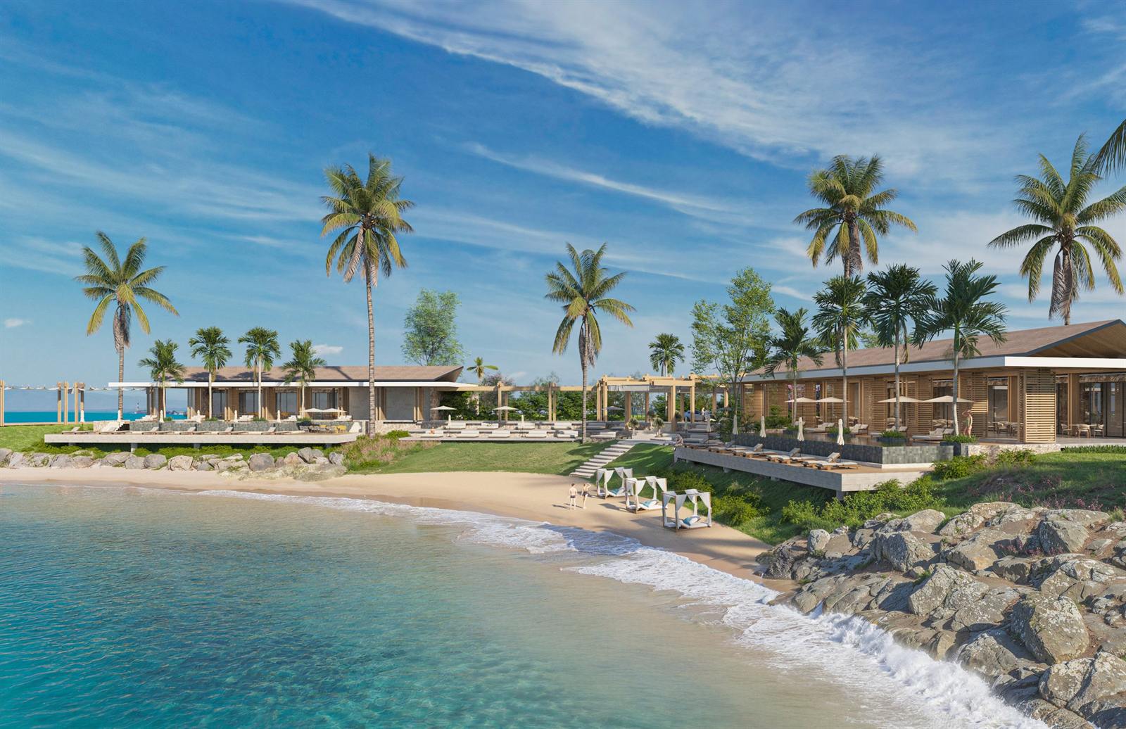 Ensenada de aguas turquesa junto al Beach Club